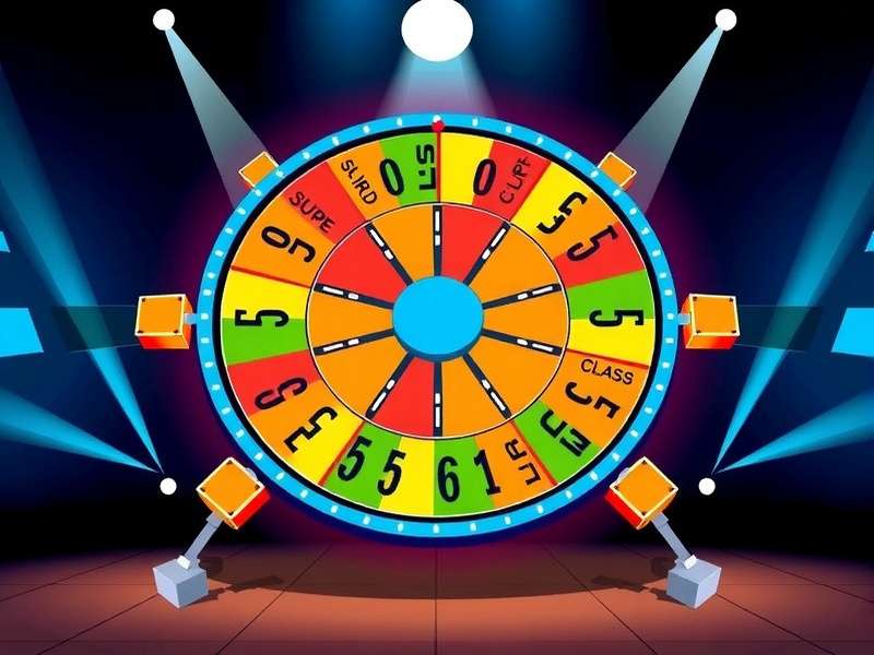 Wheel of Fortune game board template with colorful segments and prizes