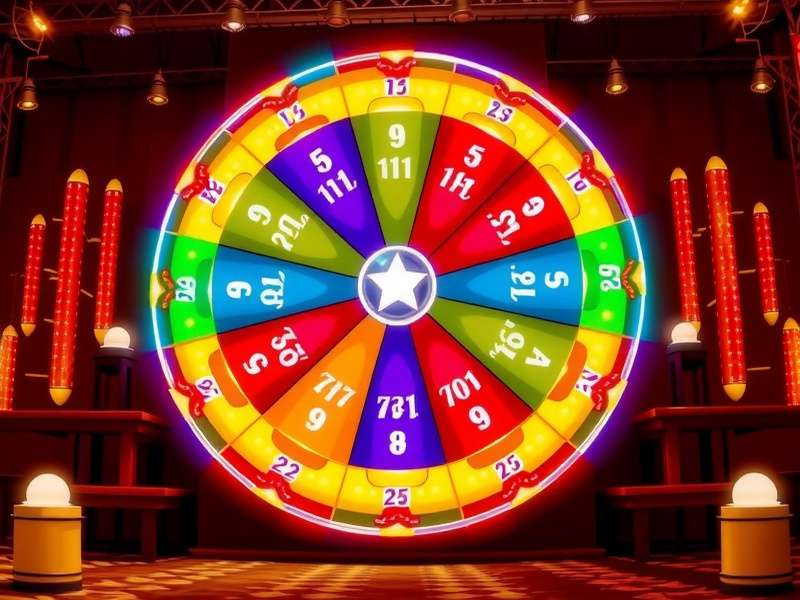 Wheel of Fortune game show set with host and contestants