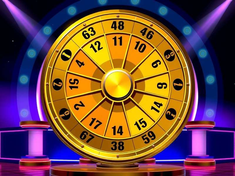 A classic game show host at a podium under bright studio lights