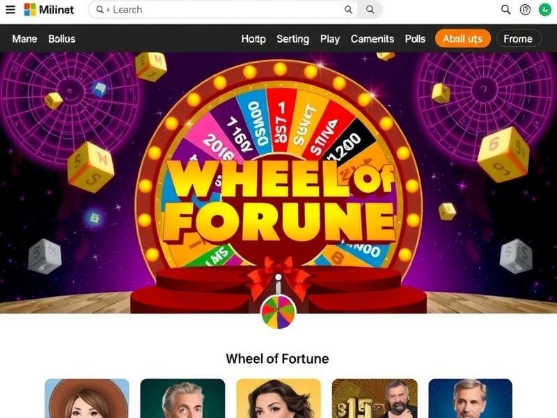 Digital interface of Wheel of Fortune game website showing the iconic wheel and puzzle board