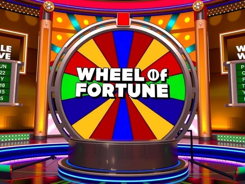 Wheel of Fortune studio set with Pat Sajak and Vanna White