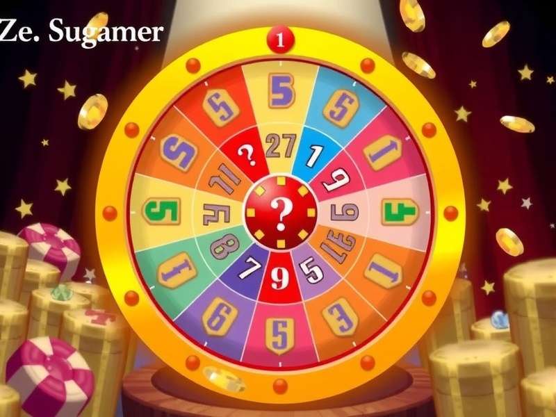 A close-up of the glamorous Wheel of Fortune Lucky Wheel with golden highlights