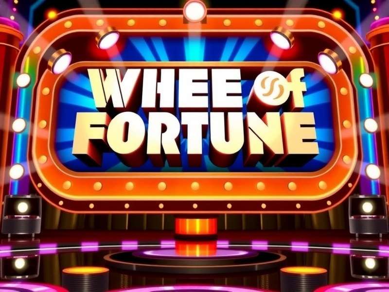 Close-up of a colorful game show wheel with neon lights