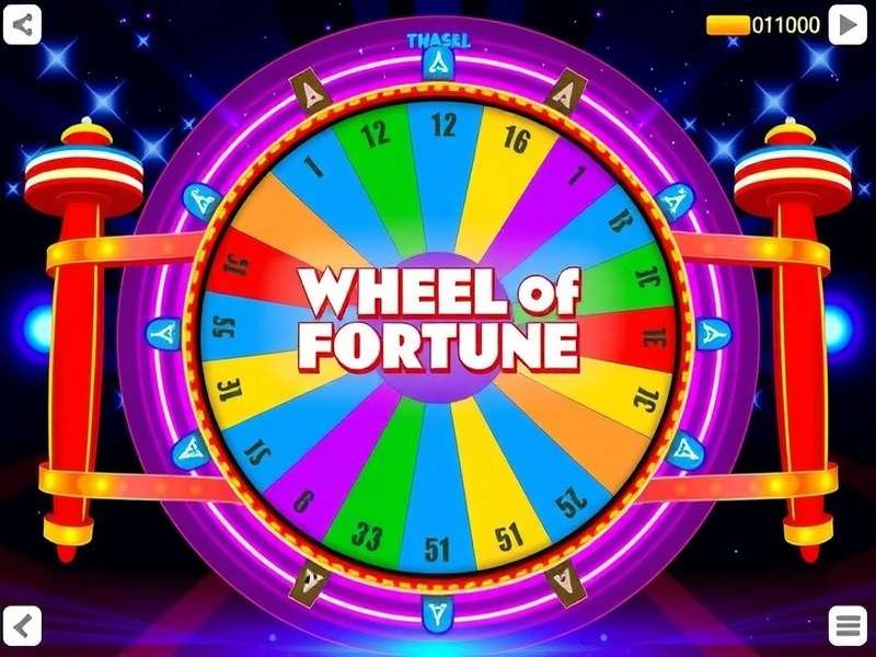 Screenshot of the Fb Wheel Of Fortune Game interface showing puzzle, wheel, and social features