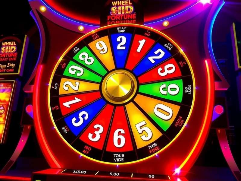 A digital wheel of fortune interface with vibrant segments and a spinning arrow