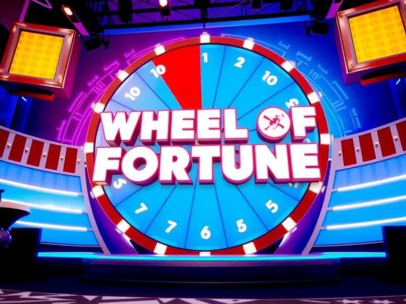 A colorful spinning wheel resembling the Wheel of Fortune