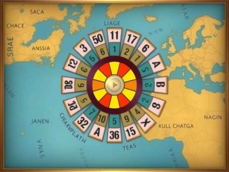 World map with Wheel of Fortune puzzle overlay showing geographic locations