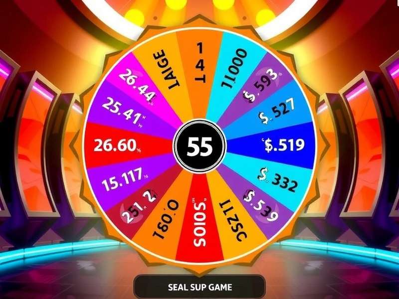 Colorful spinning wheel game with prizes and segments