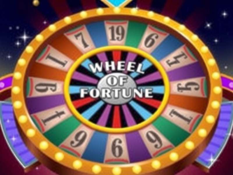 Wheel Of Fortune game show wheel with colorful segments and bright studio lights