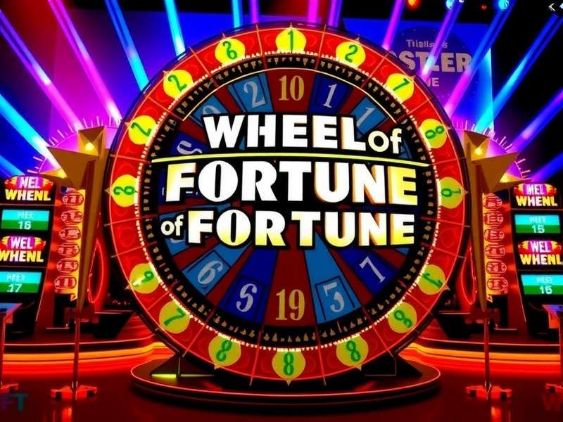 Wheel Of Fortune TV Game Show Set with colorful wheel and puzzle board