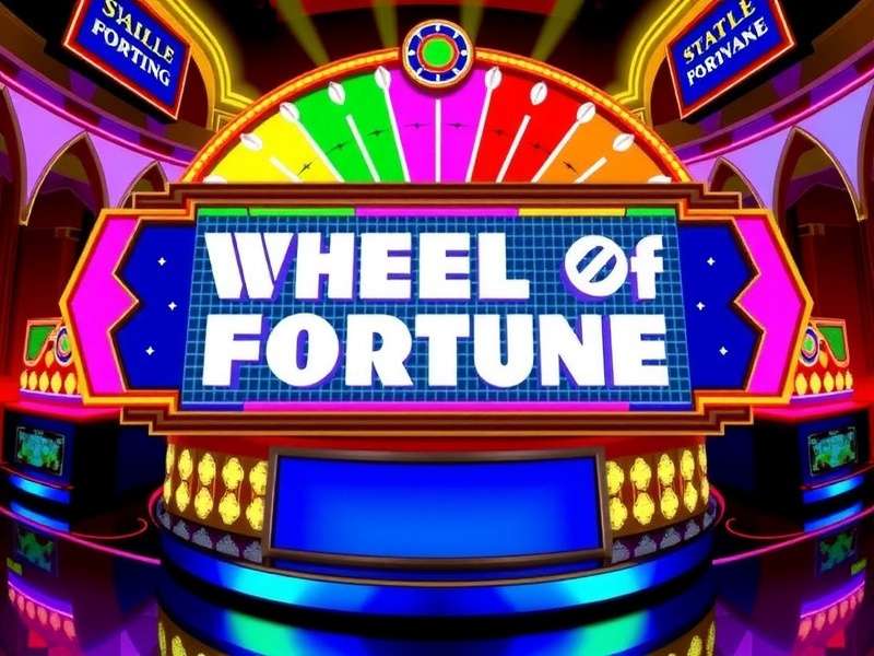 Wheel Of Fortune game board setup with colorful wedges and puzzle board