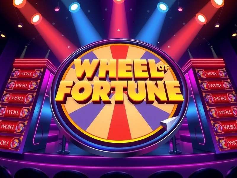 The Wheel Of Fortune Game stage with the iconic spinning wheel and puzzle board