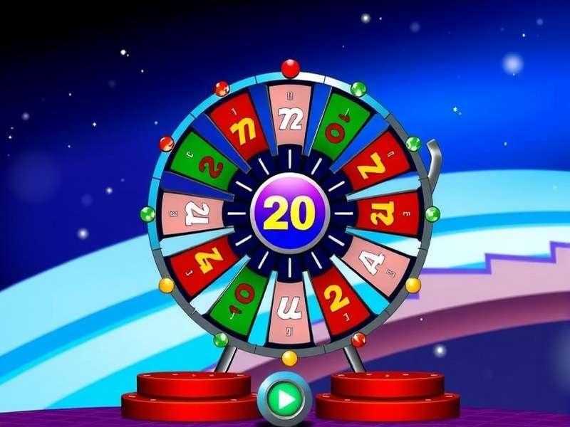 Wheel Of Fortune Game spinning wheel with colorful segments and glowing lights