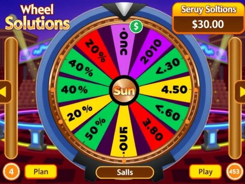Wheel Of Fortune game wheel with glowing golden segments and solutions today banner