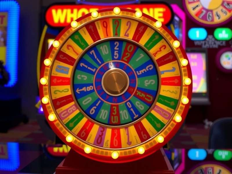 Wheel Of Fortune Game Toy board setup with spinner, cards, and tokens